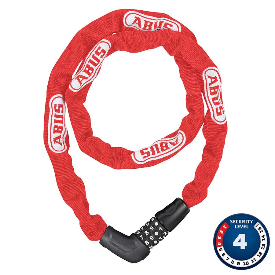 Abus, Steel-O-Chain 5805C Chain with combination lock, 5mm x 75cm (5mm x 2.5'), Red