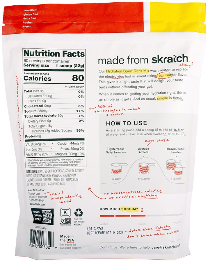 Skratch Labs - Sport Hydration Drink Mix: Strawberry Lemonade (1320g)